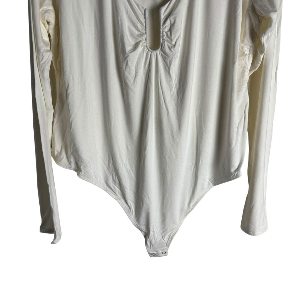 Good American Ivory White U-Ring Scoop Neck Long Sleeve Bodysuit Size 2XL - Picture 6 of 7